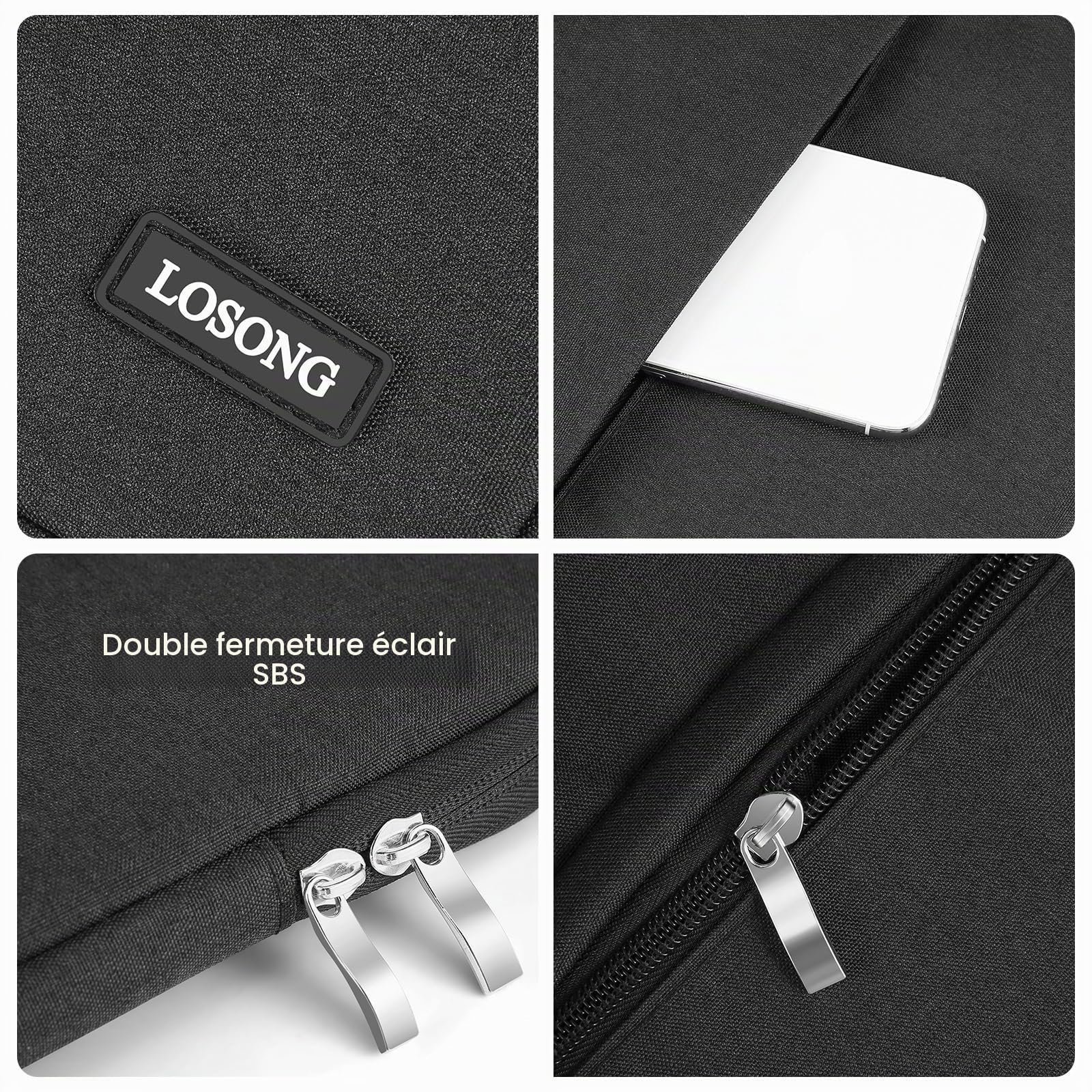 Housse de protection pour écran portable de 45,7 cm à 47 cm – Résistante à l'eau avec poche pour accessoires – 45 x 28,4 cm – Noir
