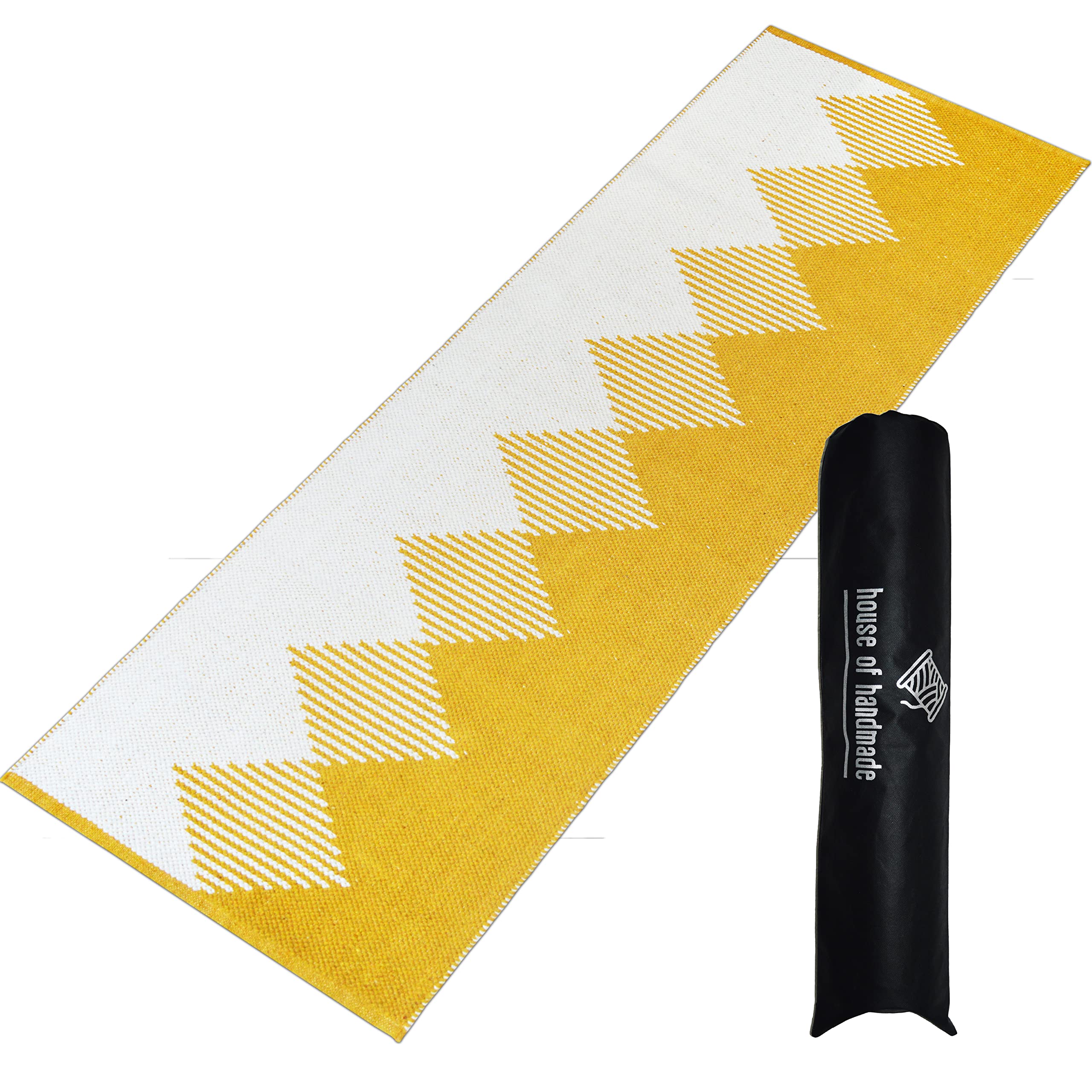 House of Handmade™- Yoga mat for Women and Men, 2X6 Feet, Non-Slip Exercise mat for Home Workout 8mm Thick, Pilates mat Large, Meditation mat Anti skid (MUSTARD-WHITE)-picture-30