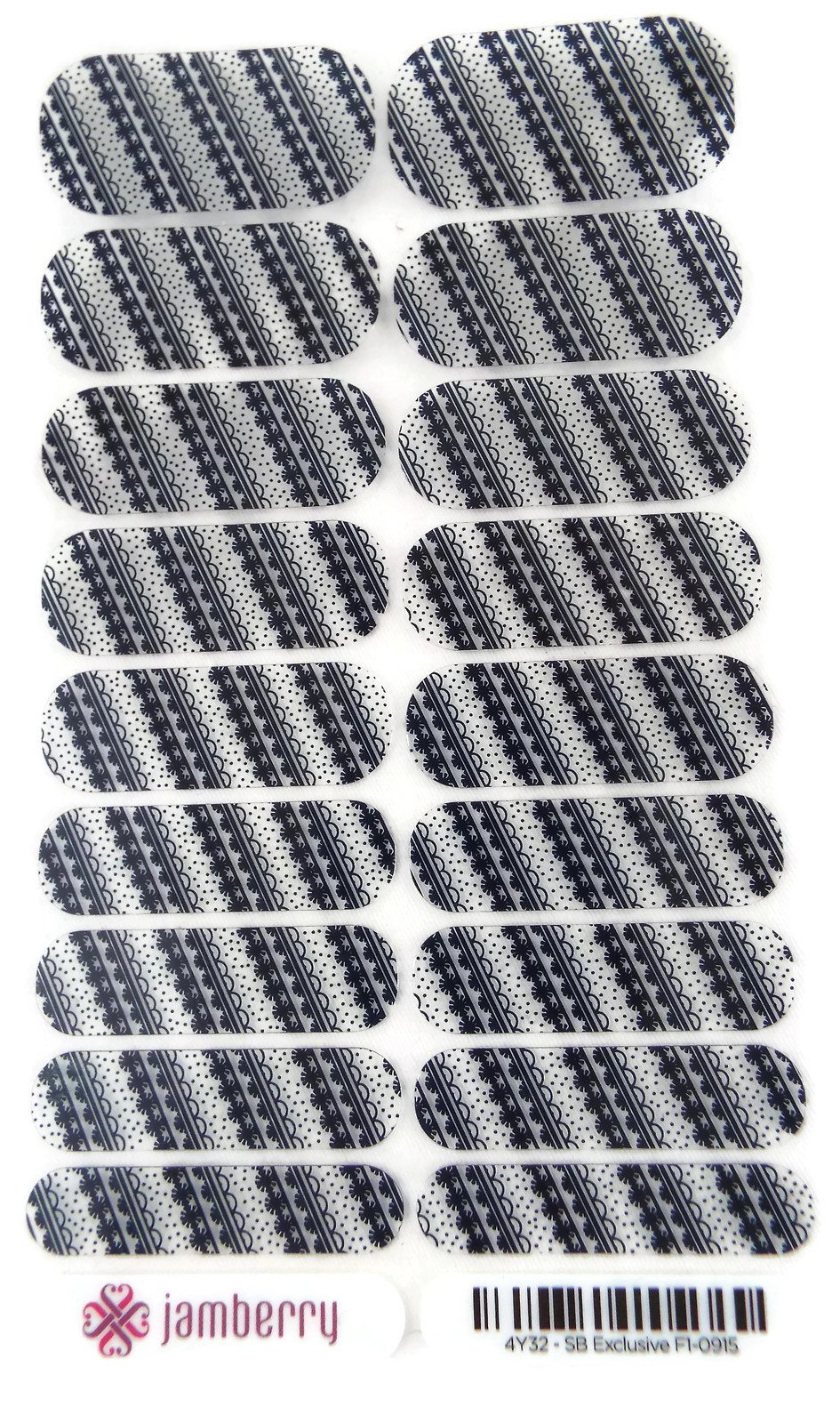 Jamberry Stylebox Exclusive F1-0915 (Full Sheet) Black on clear