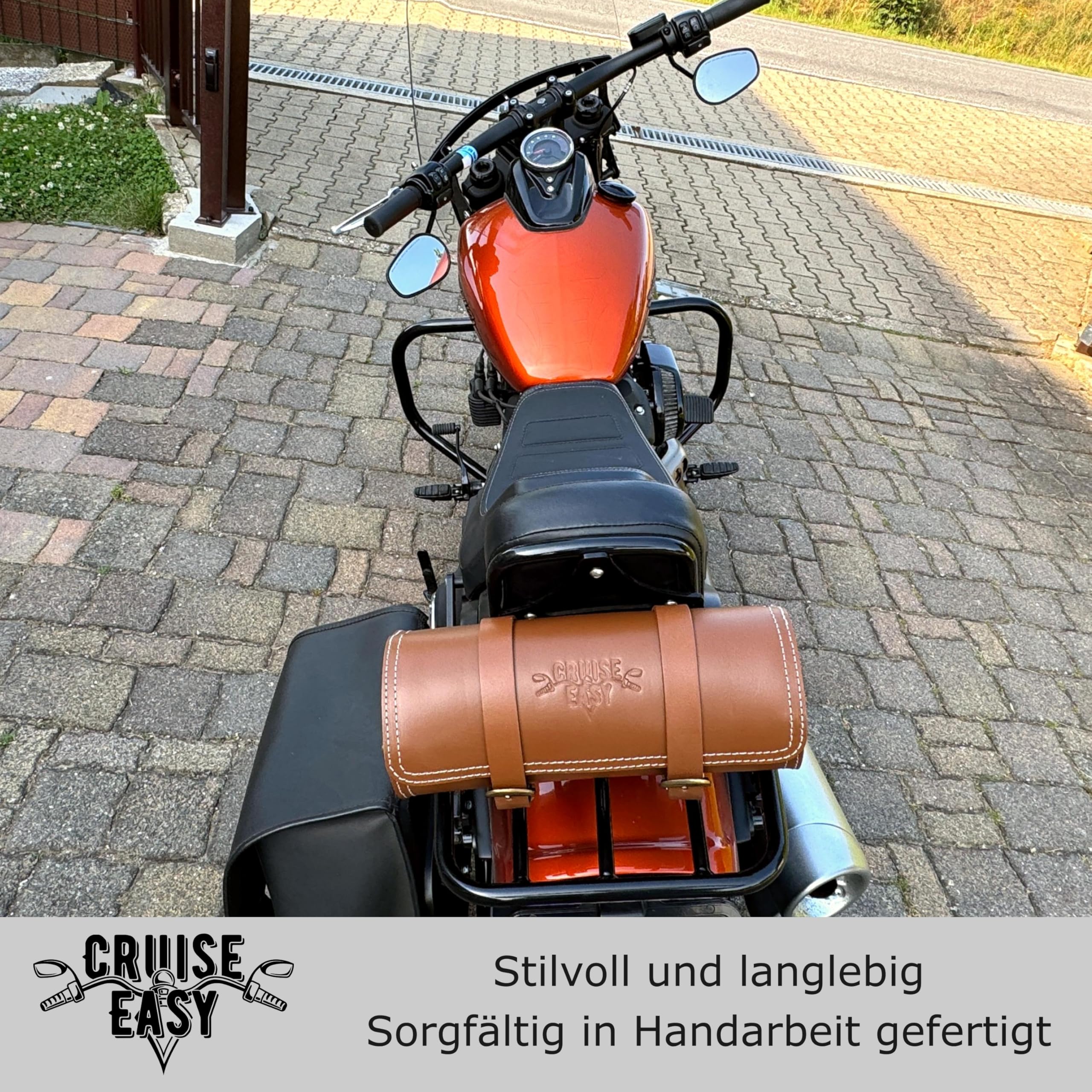 Torba na narzędzia motocyklowe z prawdziwej skóry – ręcznie wykonana, odporna na warunki atmosferyczne torba na narzędzia z prawdziwej skóry – model Nevada