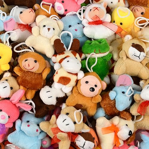 Miniatura 4 de Paquete de 16 mini juguetes de peluche de animales, juguetes de felpa suave para recuerdos de fiesta de niños, adorno de llavero, suministros de