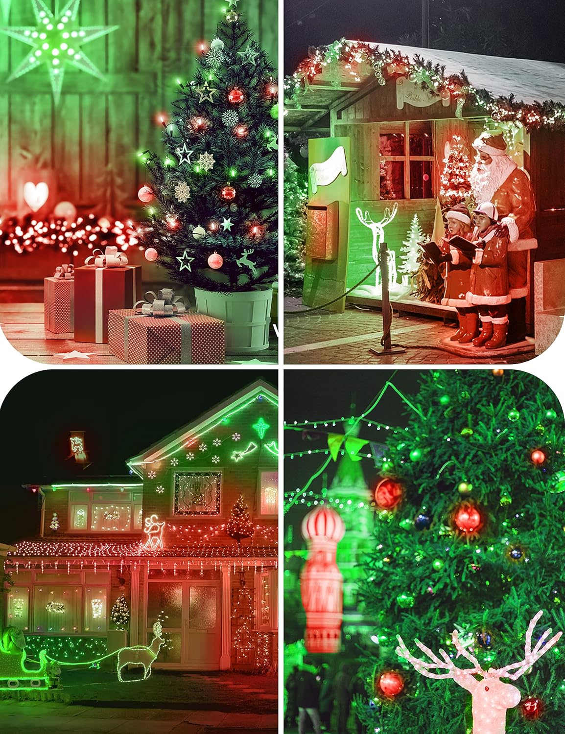 Red Light Bulbs Green Light Bulbs [4 Pack] - A19 LED Red and Green Bulbs 9W (60W Equivalent) - E26 Base Colored Light Bulb for Christmas Party Porch Decor