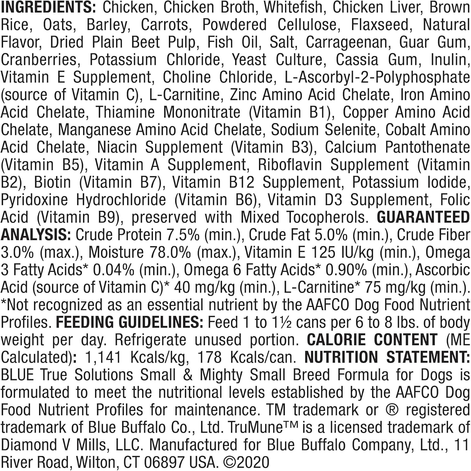 Blue Buffalo True Solutions Small & Mighty Natural Wet Food for Adult Small Breed Dogs, Chicken, 5.5-oz cans (24 Count) - Image 2