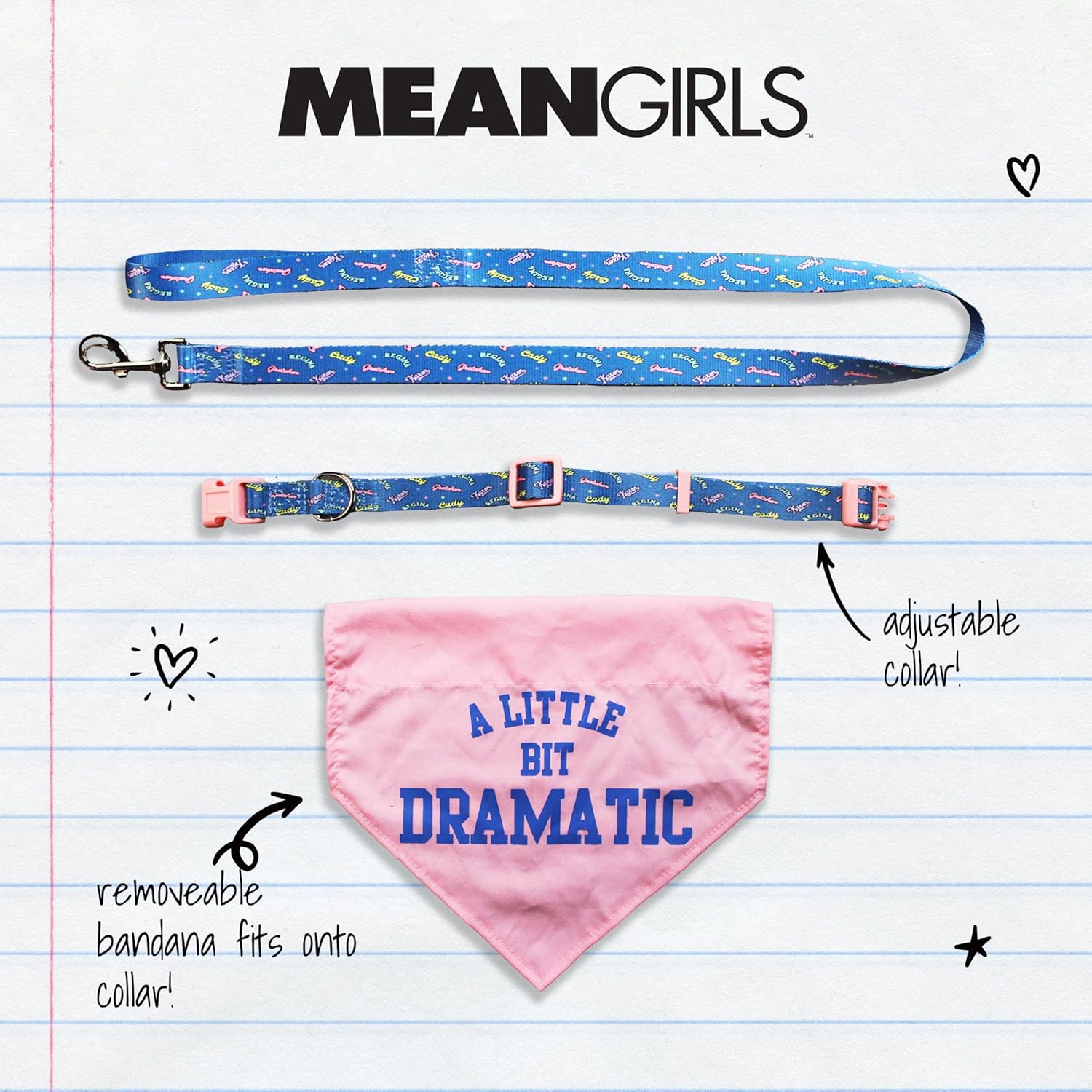 design LAB, Inc. Mean Girls Official Merchandise | Large Plush Toy and Leash Set for Large Dogs | Interactive Toys