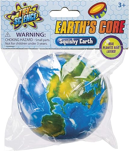 Toysmith Squishy Planet Earth Ball - Bola de estrés con capas, juguete educativo