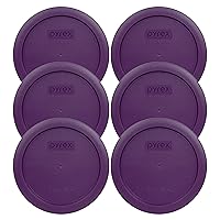 Vista 5 de Pyrex 7201-PC - Tapas de plástico para almacenamiento de alimentos de 4 tazas, color azul oscuro, hechas en EE. UU. - Paquete de 3