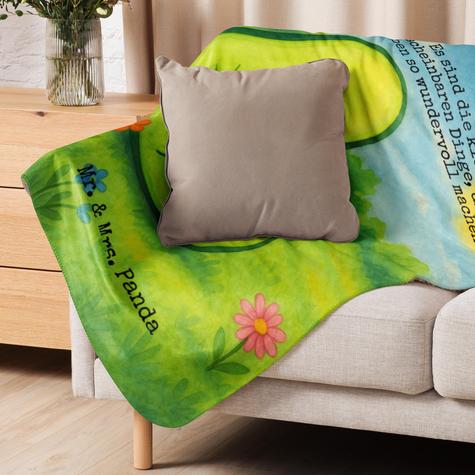 Mr. & Mrs. Panda Decke Avocado Kern Design 100 x 150 cm - Geschenk, Baby, Liebe, Avokado, Heimdecke, Kuscheldecke, Wunder, Winterdecke, Wohndecke, Tagesdecke