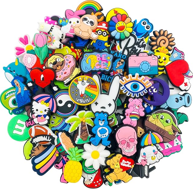 Kinearcharms 28 50 100pcs Different Shape Shoe Charms for Princess Gilrs and Boys Shoes Decorations Charms for Men Women Adult Birthday Gift
