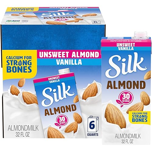 Silk Shelf-Stable Almond Milk, Unsweetened Vanilla, Dairy-Free, Vegan, Non-GMO Project