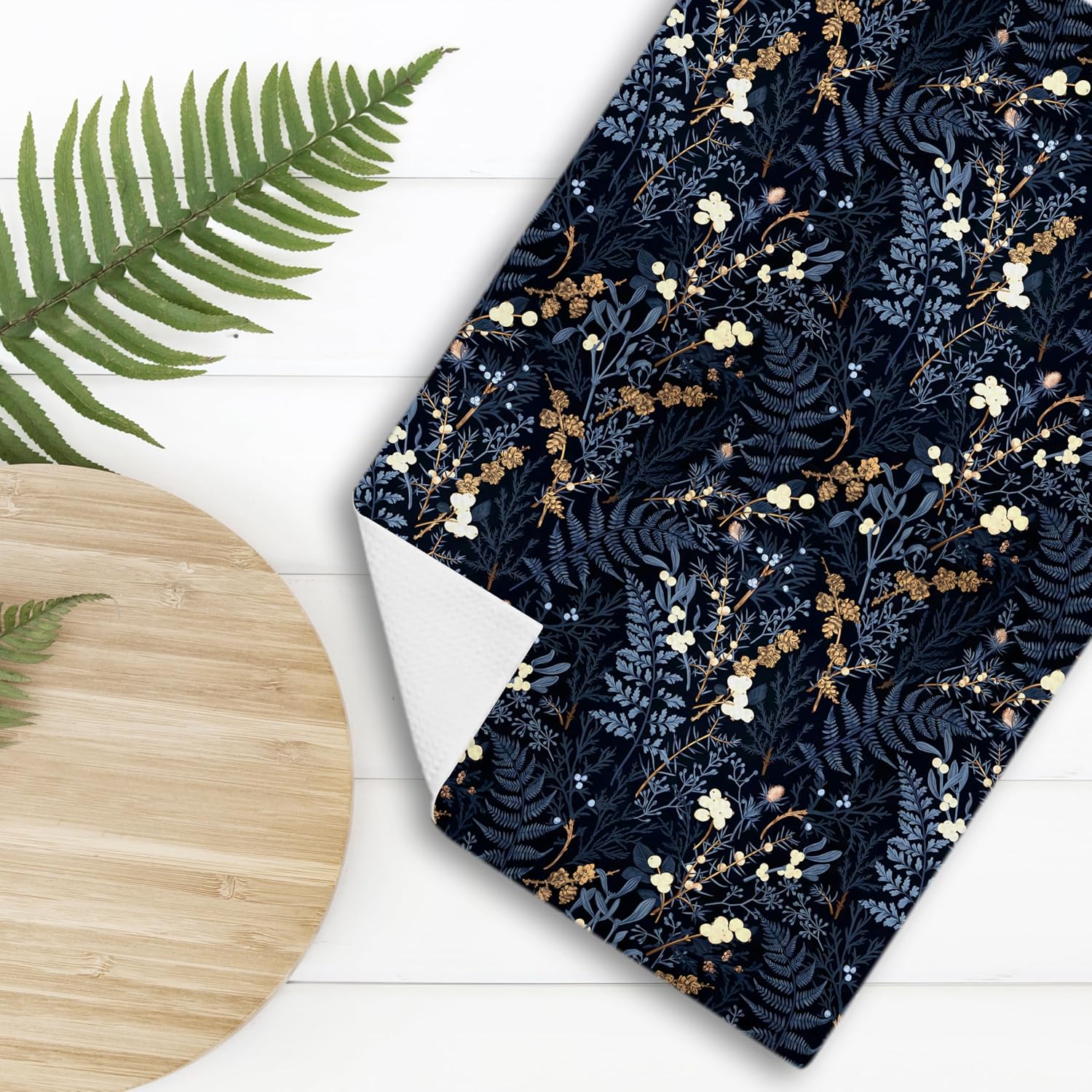 Vintage Navy Blue Floral Kitchen Towels, Dark Cottagecore Botanical Floral Hand Towels for Bathroom, Botanical Decor Dish Tea Towels for Kitchen, Cottagecore Bathroom Decor, 16x24 Inches - Image 7