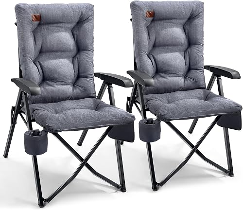 EVER ADVANCED Luxury Camping Chairs 2 Set for Adults Heavy Duty High Back - 1