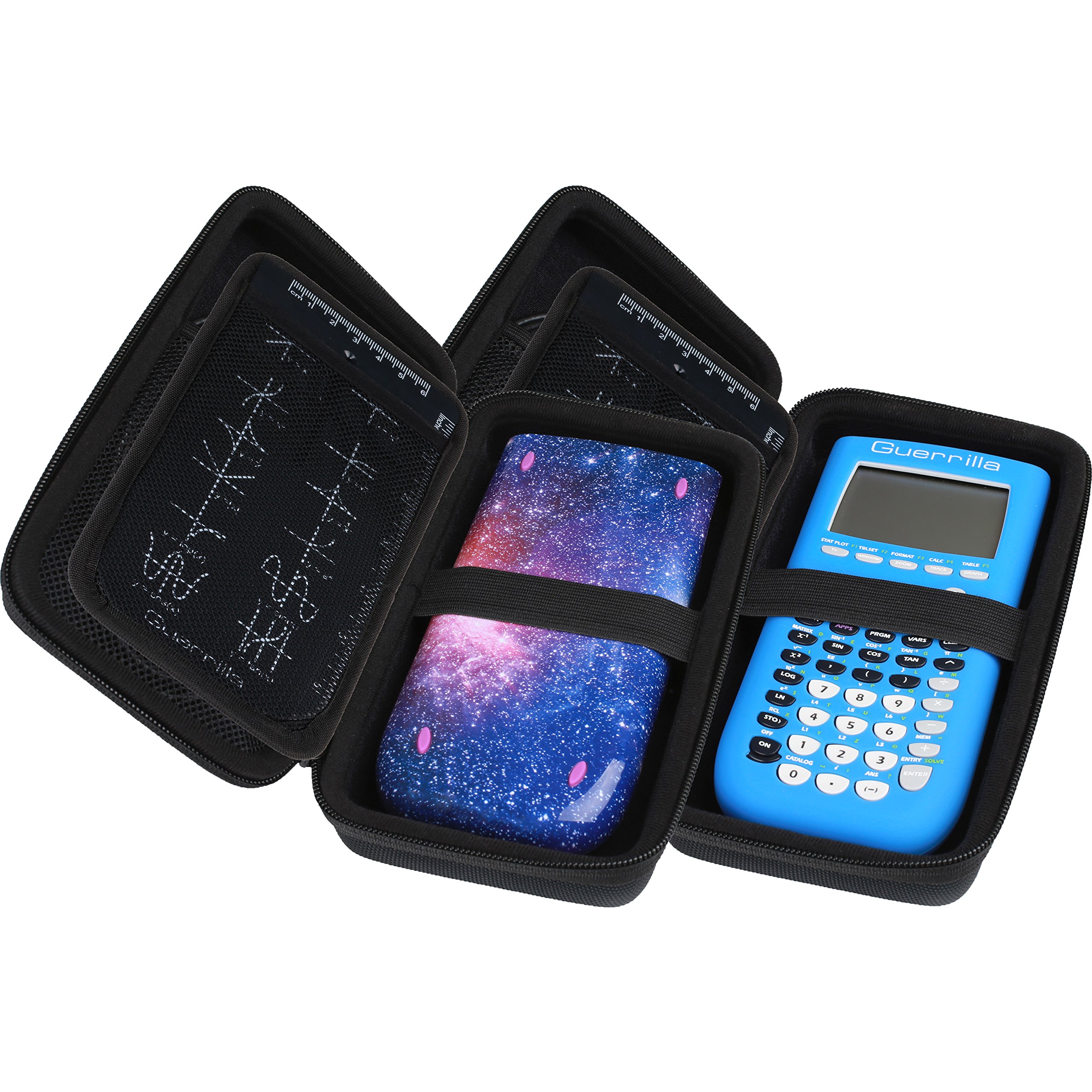Guerrilla Étui de Transport Rigide pour calculatrices Graphiques TI-83 Plus, TI-84 Plus, TI-84 Plus Color Edition, TI-89 Titanium, TI-Nspire CX&CX Cas, HP50G + kit d'accessoires pour Calculatrice