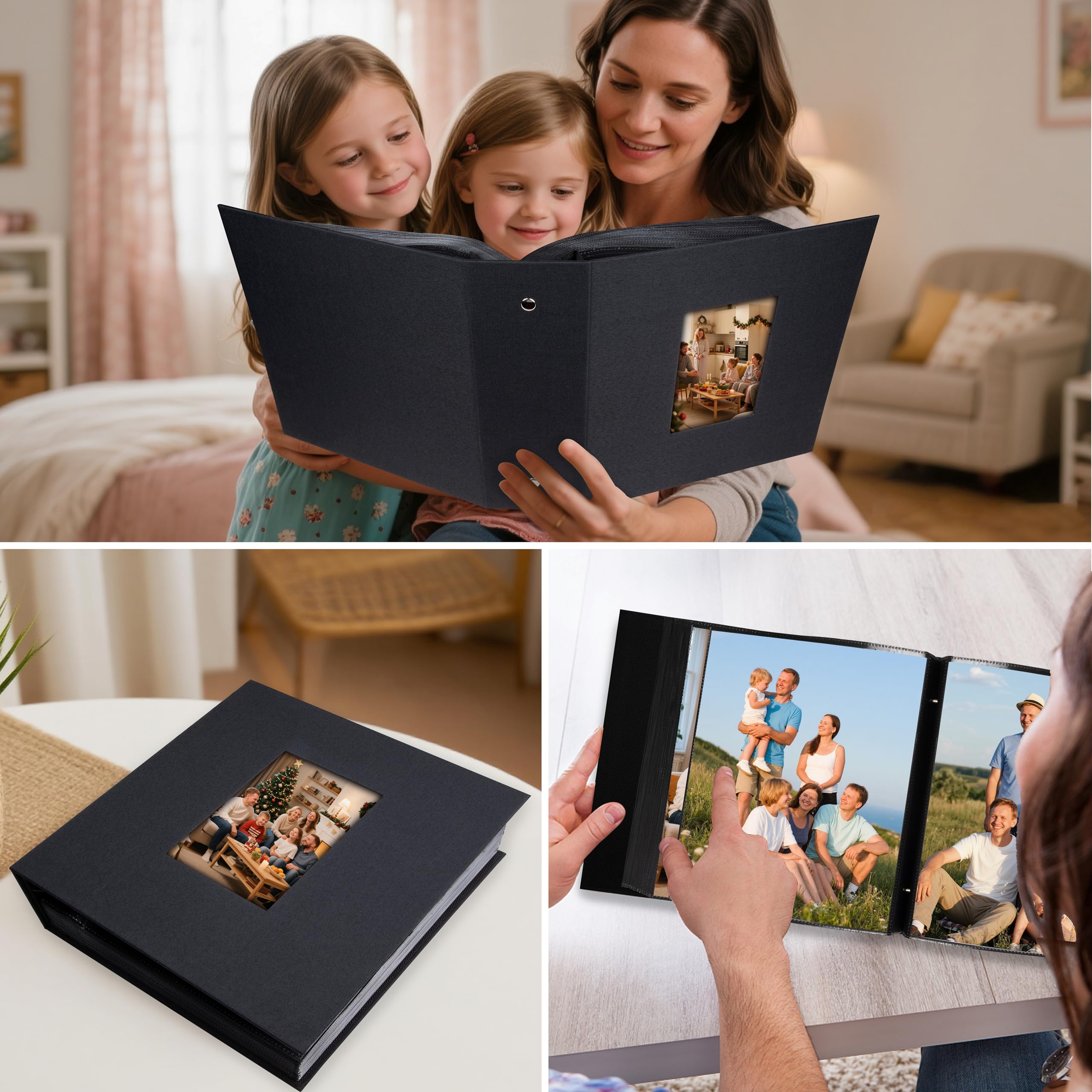 Album fotografico 200 x 25 cm, con copertina in lino di grande capacità, pagine interne prive di acidi, 20 x 25 cm, album fotografico da 20 x 25 cm, per famiglia, anniversario di matrimonio e foto di