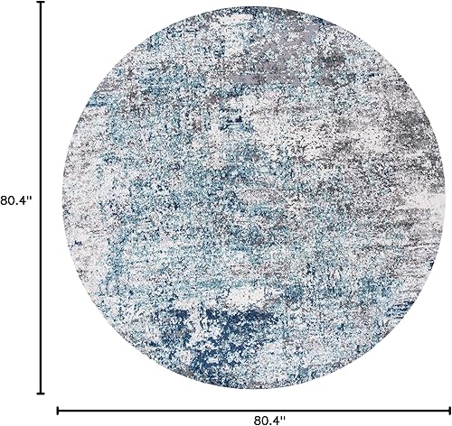 Miniatura 2 de SAFAVIEH Aston Collection ASN705M - Alfombra redonda de 6 pies 7 pulgadas, color azul clarogris, moderna abstracta que no desprende pelusa, para