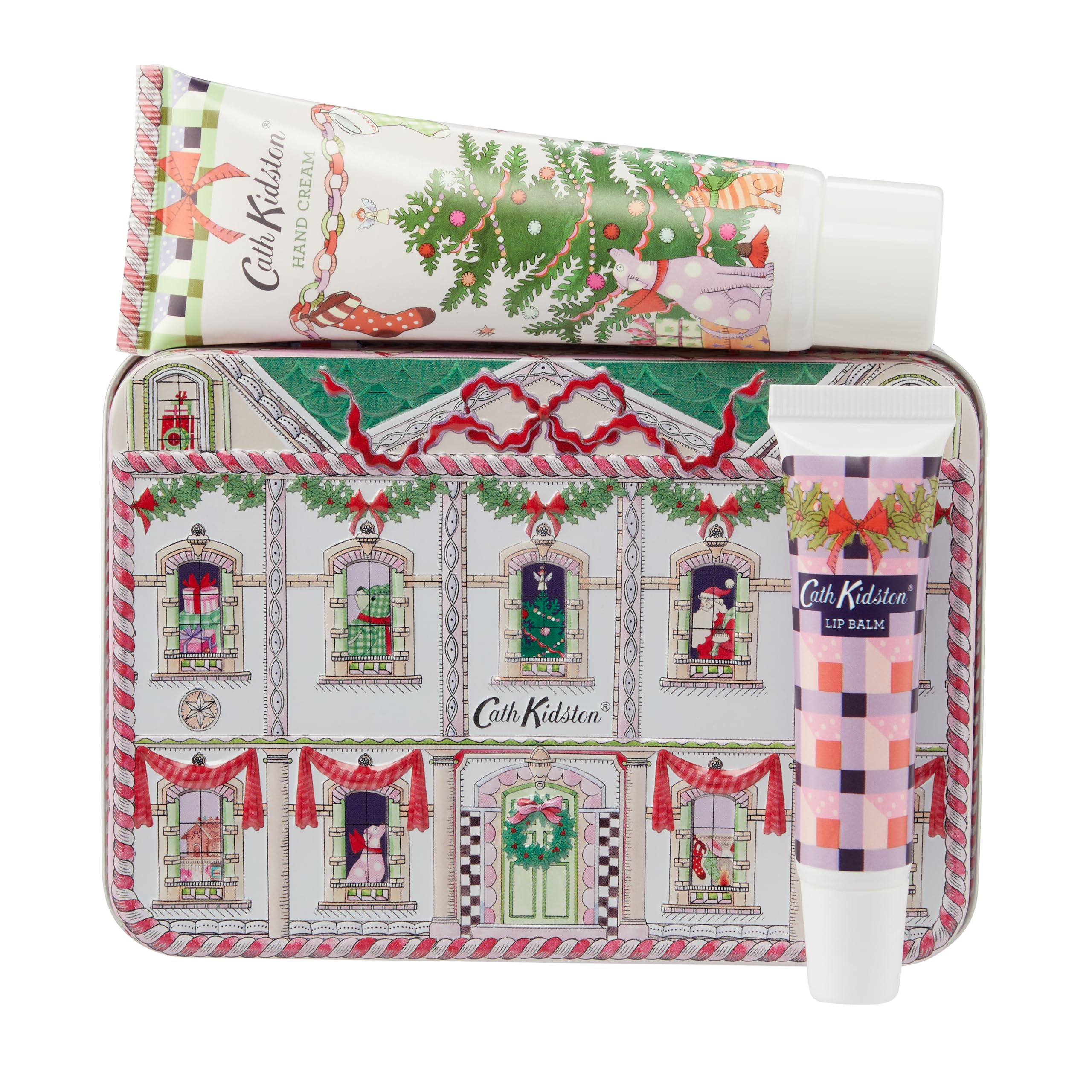Cath KidstonHand Cream 50ml and Lip Balm 10ml Comes In A Tin, Beauty Gift For Her, Travel Size and Vegan Friendly, Christmas Stocking Filler, A Doll’s House Collection