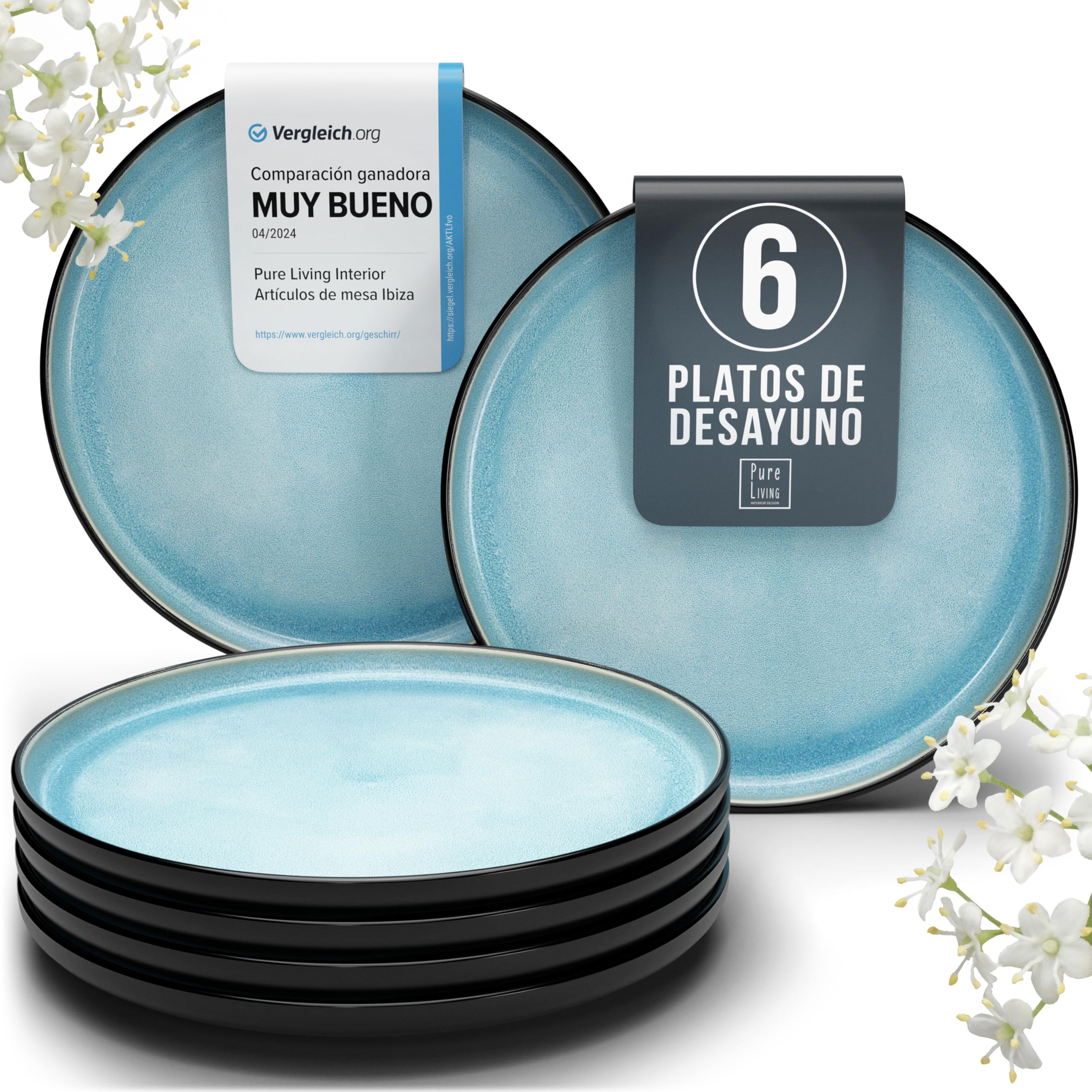 Juego de 6 platos hondos Ibiza – gres premium, resistente a los arañazos, apto para lavavajillas, microondas – Elegante juego de platos hondos – Platos de pasta hondos grandes – Pure Living vajilla — view 16