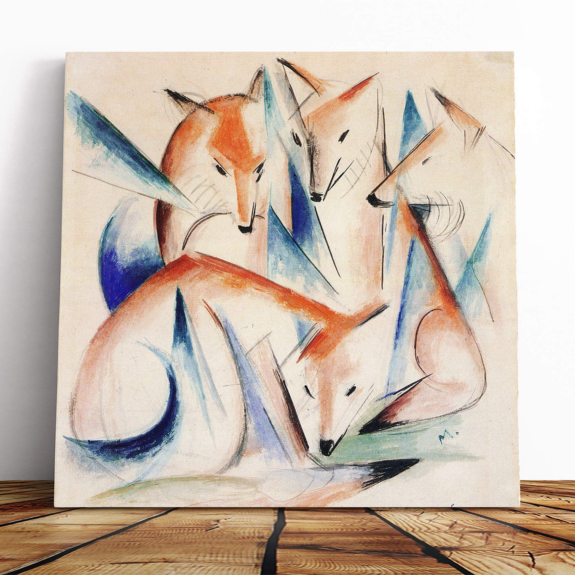 Big Box Art Canvas Print Wall Art Franz Marc Foxes | Mounted and Stretched Box Frame Picture | Home Decor for Kitchen, Living, Dining Room, Bedroom, Hallway, Muli-Colour, 14x14 Inch