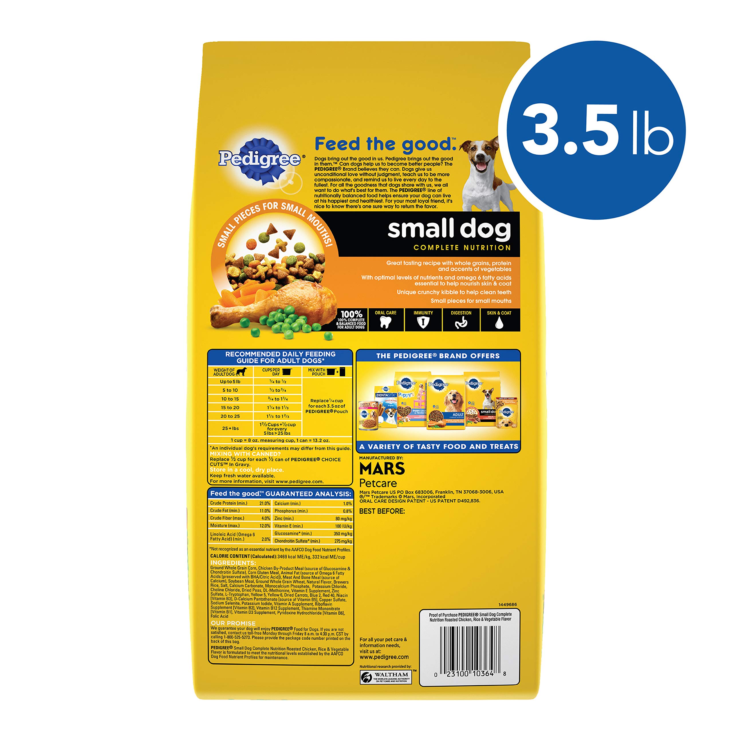 Pedigree Small Breed Adult Dry Dog Food, Chicken & Steak