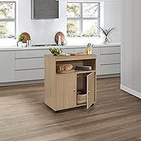 Vista 3 de Kings Brand Furniture - Microwave Kitchen Cart, 2-Door Accent Storage Cabinet, White