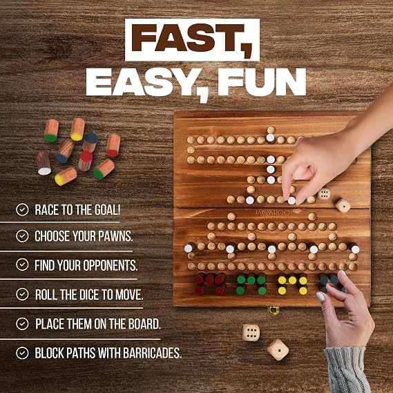 Barricade Board Game - Malefiz Game - 2025 Dice Games - 2-4 Player Competitive Strategy Game - Fast Board Game Fun Wooden Dice Game for Family & Friends - Adults Games Wood Games