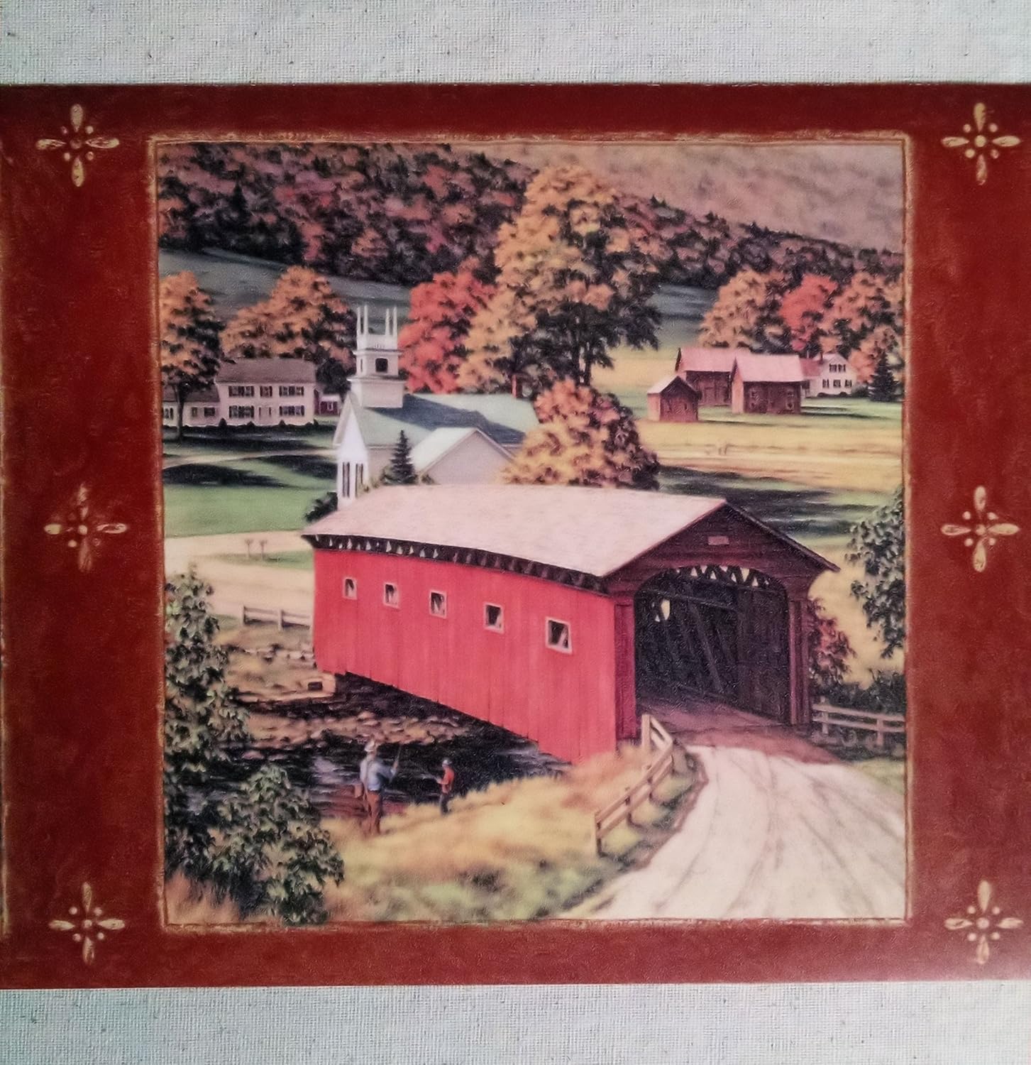 Covered Bridge Wallpaper Border - AG042271B - Red - Tools Products