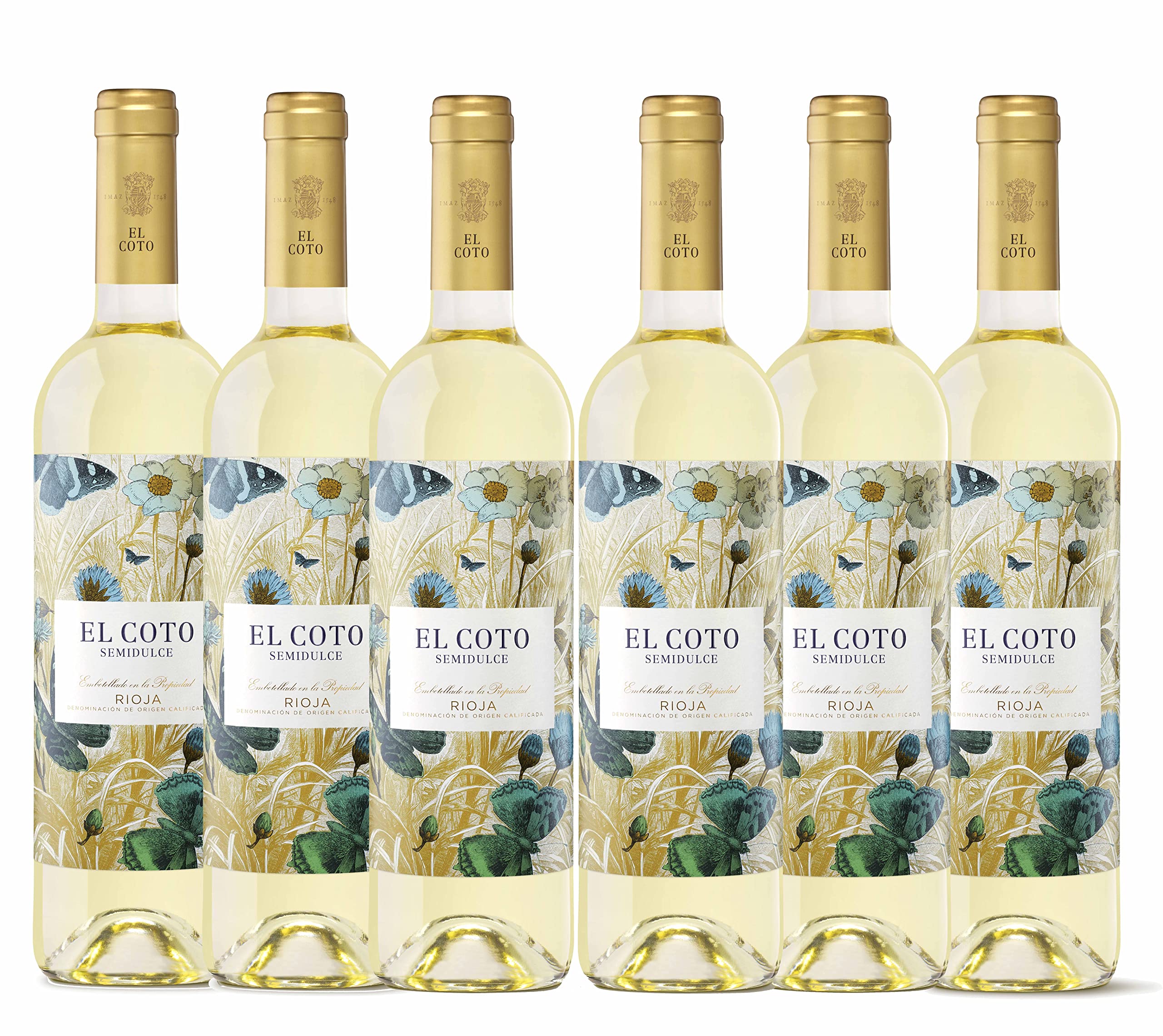 El Coto Semidulce Blanco | Vino Blanco DOC Rioja | Variedad Chardonnay |Dulce y Fresco, | Caja 6 botellas 750 ml
