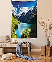 Vista 34 de Lunarable Tapiz abstracto, diseño floral de cachemira batik, adorno dibujado a mano, decoración de tela para colgar en la pared para dormitorio