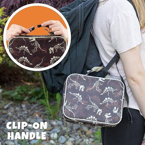 Miniatura 6 de Juego de bolsas de almuerzo para niños (dinosaurios) con bolsa de hielo duro reutilizable y tarro de alimentos de doble aislamiento para bebidas o