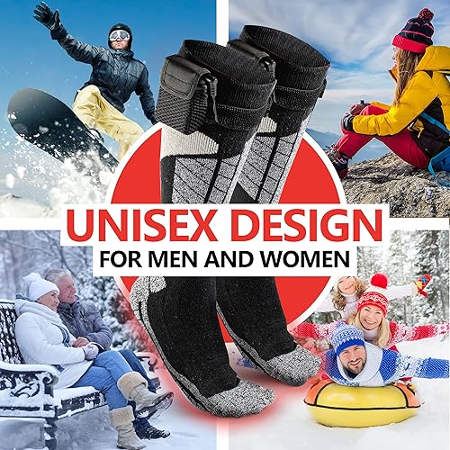 Miniatura 6 de Calcetines térmicos eléctricos calientes, calentadores de pies para el invierno que funcionan con pilas, para hombres y mujeres adultos. Los