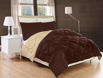 Elegant Comfort Goose Down Alternative -Diamond-Stitched- Quilted 2-Piece Reversible Comforter Set/Duvet Insert- Soft Bedding-Medium Warmth for All Seasons