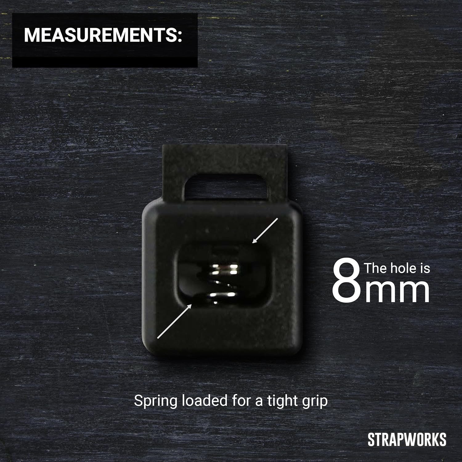 Strapworks Block Style Cord Lock - Black Plastic Cord Locks for Drawstrings, Paracord, Camping Equipment, Shoe Laces - 10 Pack