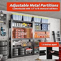 Vista 4 de Estantería de garaje de 59 pulgadas de ancho, estantería resistente de 5 niveles, estantes de almacenamiento de metal ajustables de 3000 libras