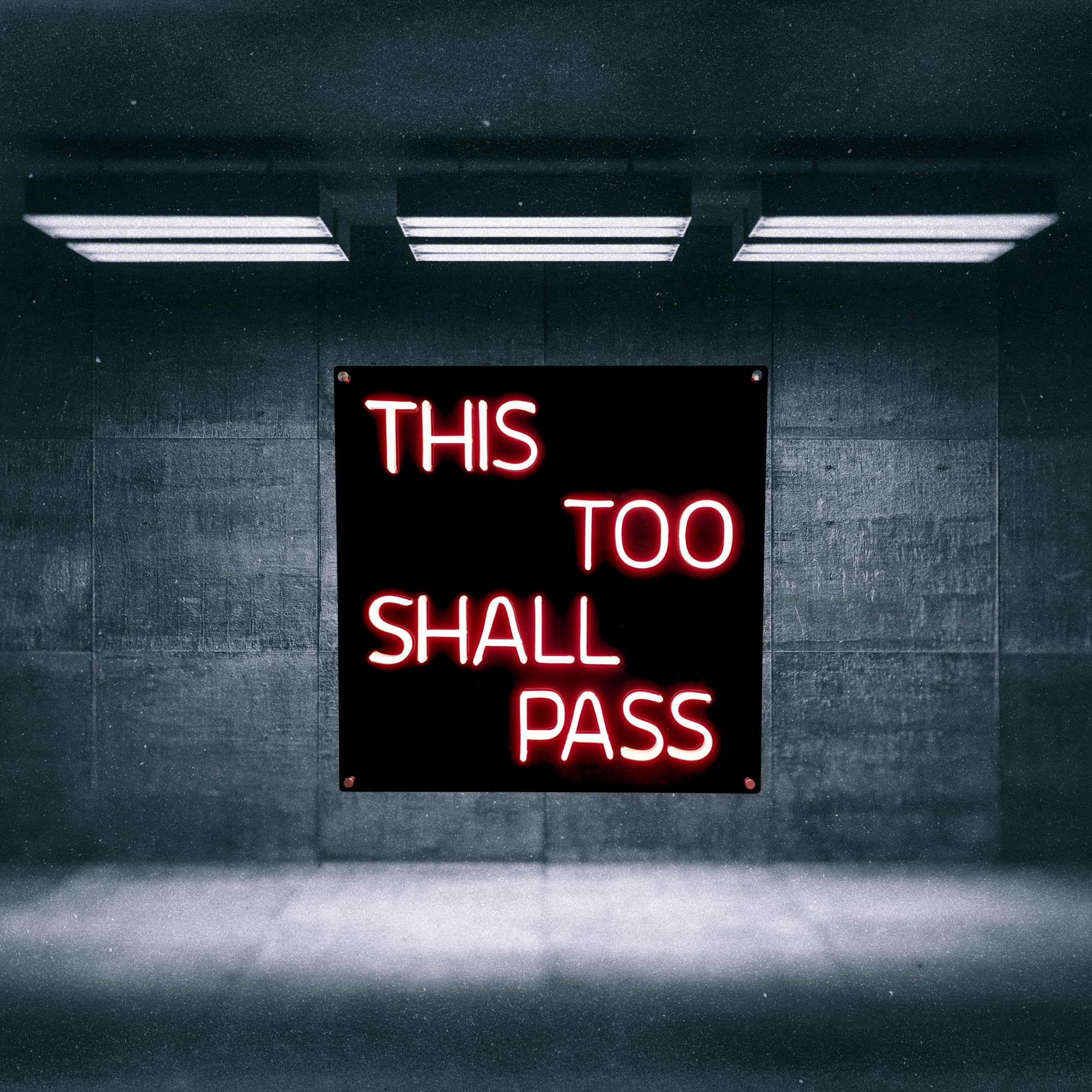 Glow Getter Led Neon Frame this too Shall Pass Wall Decor with Power Adapter in Red Color Size 19.6 x 19.6in