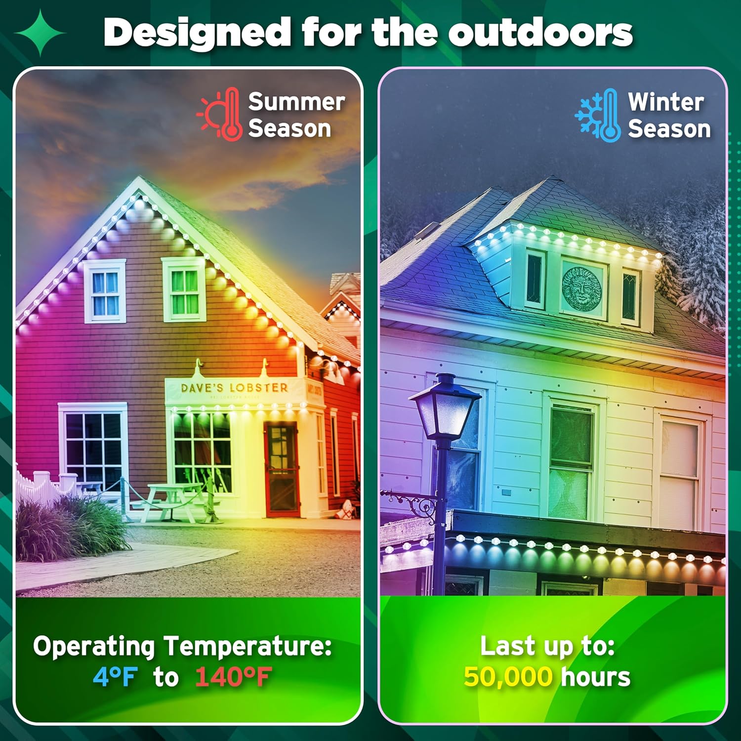 RGB Permanent Outdoor lights, 300FT Smart LED Eaves Lights with APP/Remote Control, IP67 Waterproof Outdoor Lights for House - Ideal for Christmas, Halloween, Party, Garden, Patio Home Decoration