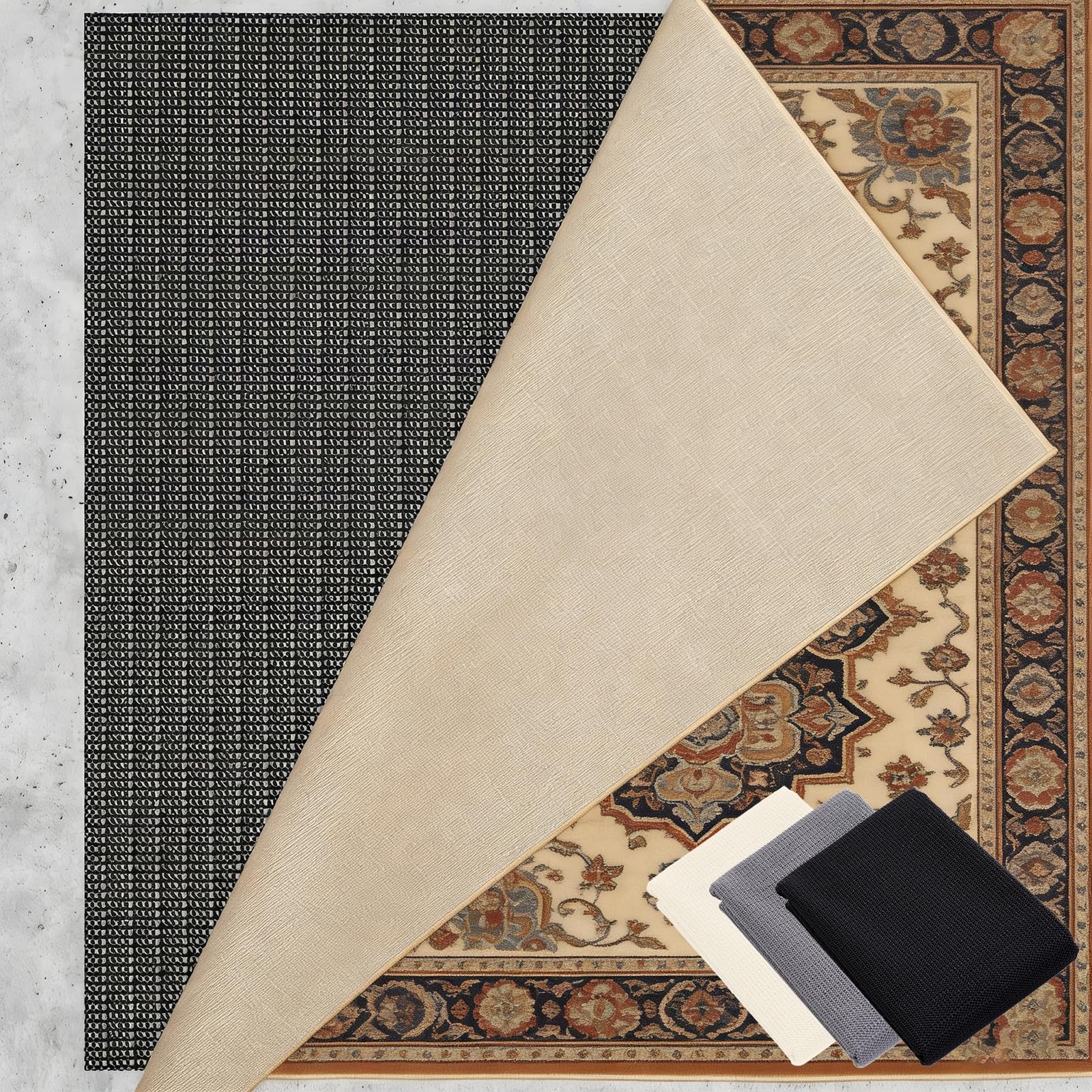 Bases Antideslizante 165 x 270 cm Multiusos de PVC, Lavable, Cortable, Reutilizable y sin Olores, Alfombra Antideslizante Multiusos Adecuado para Parqué O Baldosas, Negro