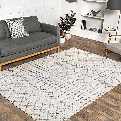 Miniatura 9 de nuLOOM - Alfombra marroquí Blythe Runner 2 pies 8 pulgadas x 8 pies grisblanco roto