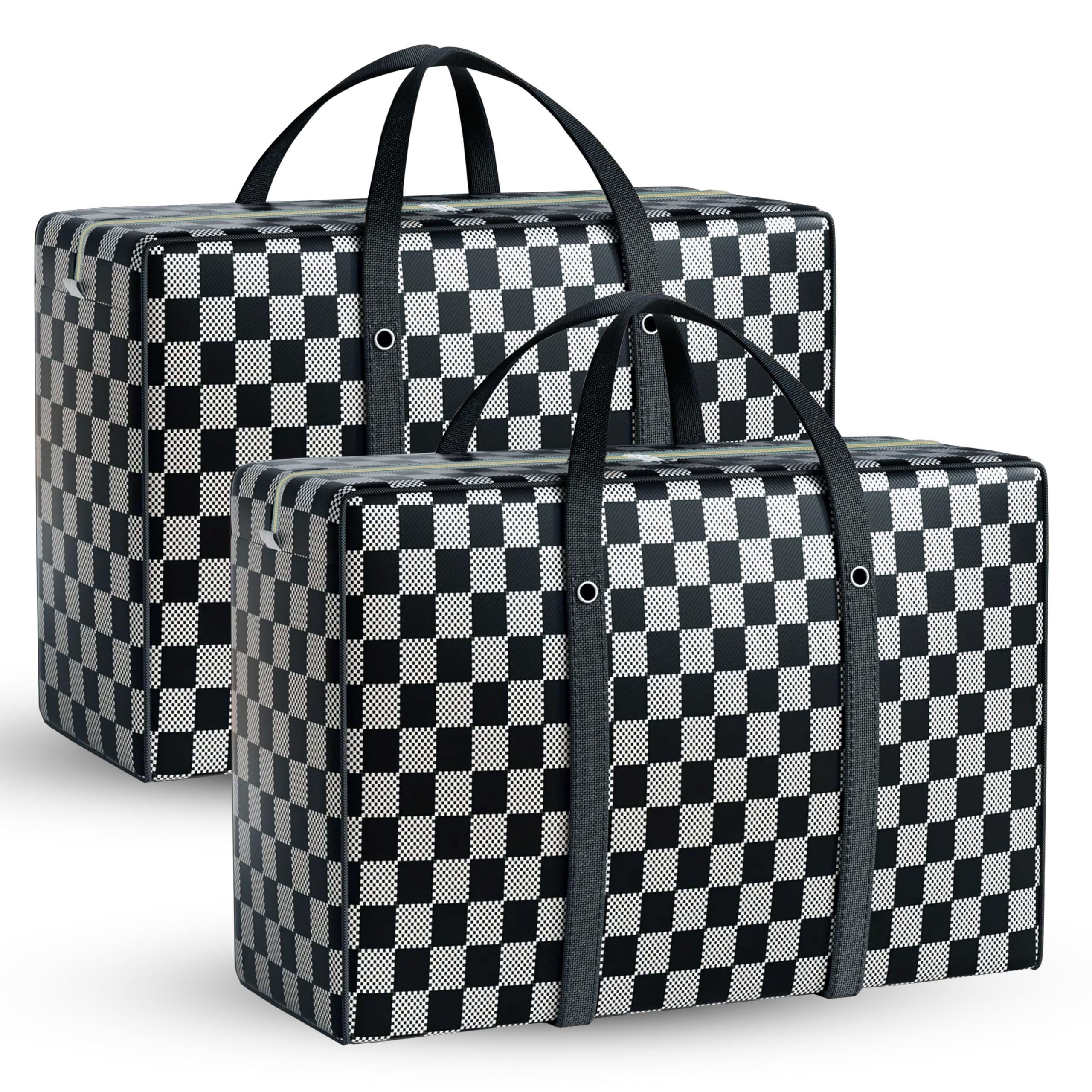 - 2 Pack Multi-Purpose Plastic Heavy Duty 145 L Moisture Proof Jumbo Size Underbed Storage Bag/Toys/Stationery Paper/Clothes Storage Bag/Moving Bags with Strong Handle (88x59x28cm, Grey)