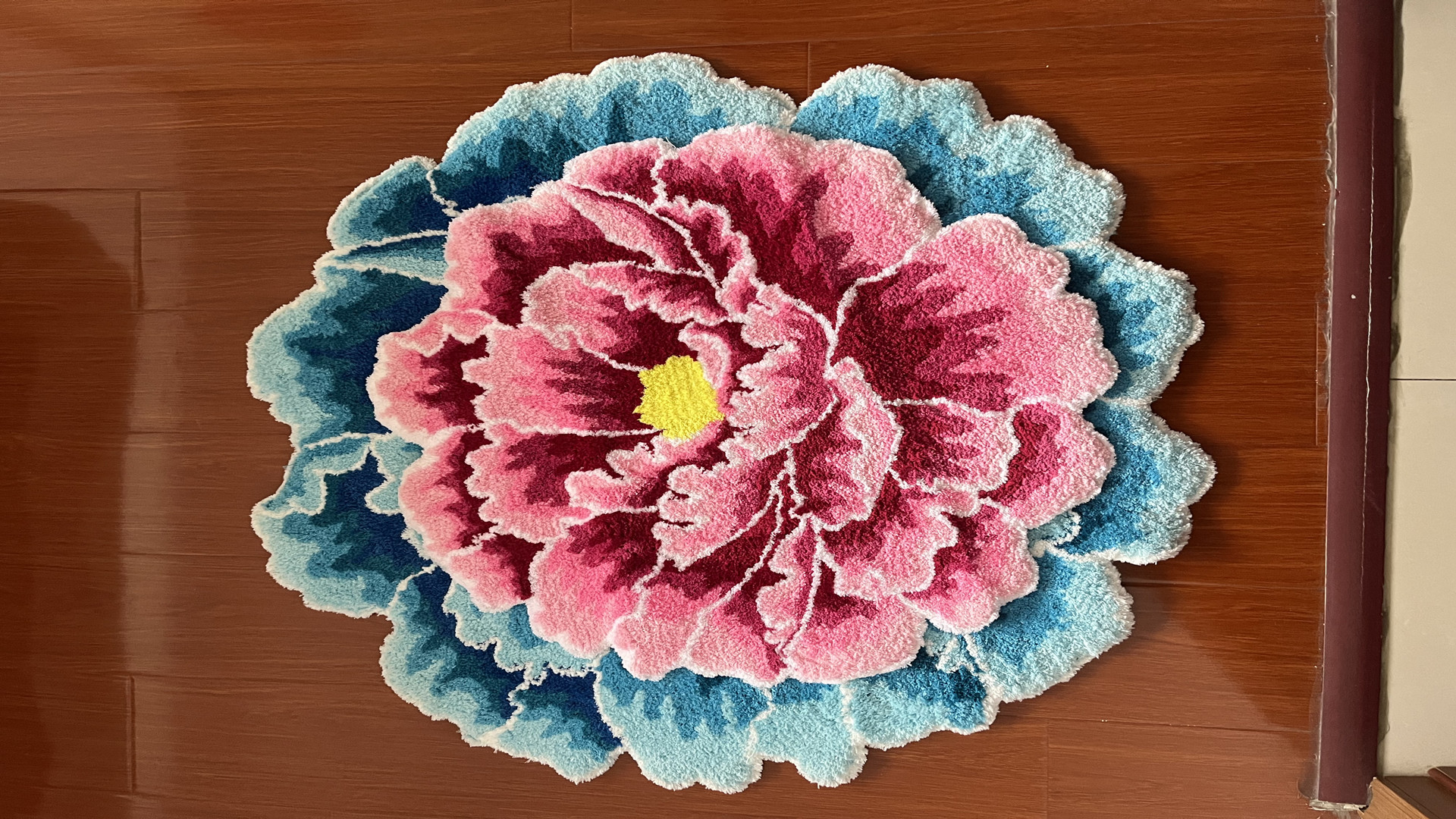Tapete decorativo floral azul 60x60 cm anti slip miniatura 7