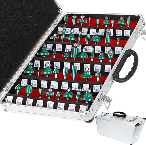 LEATBUY - Juego de 41 brocas de fresado para carpintería, vástago de 14 de pulgada, brocas de carburo de perforación para puerta, mesa, gabinete,