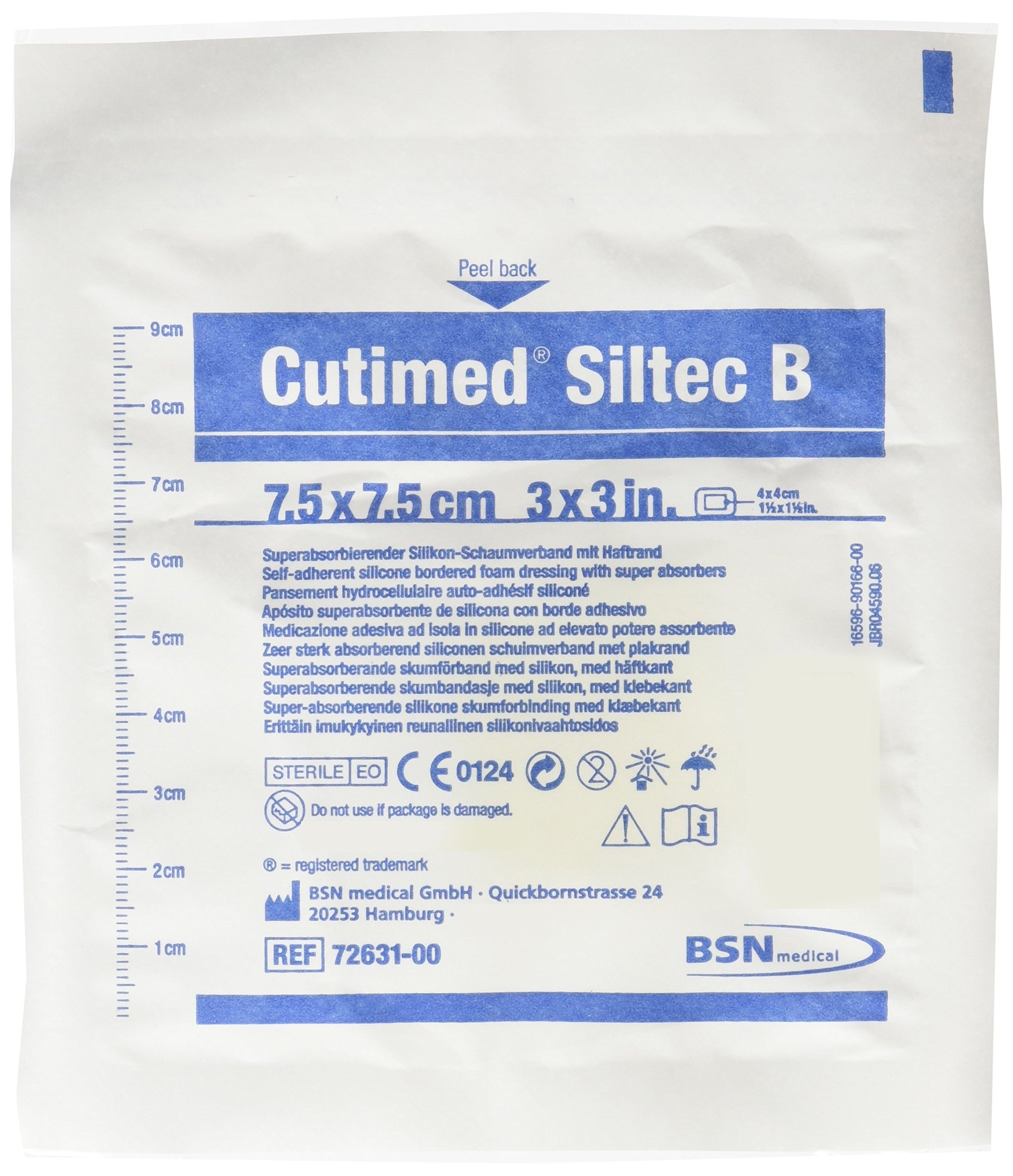 CUT725N Cutimed Siltec B Dressing 7.5 x 7.5cm (Pack of 10)
