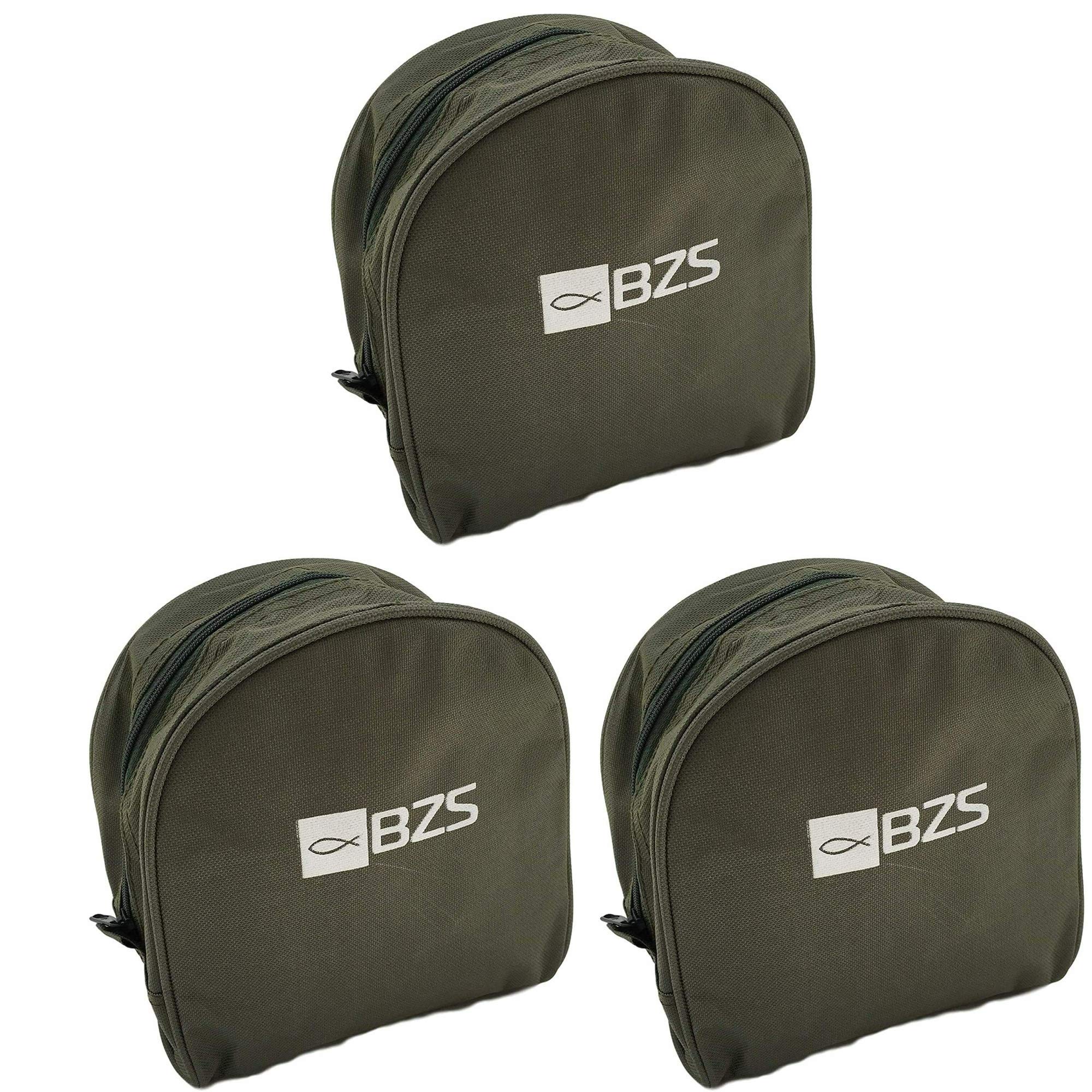 BZS Fishing Reel Cases with 600D Polyester Finished - Padded Bag with Fishing Protective Accessories for Larger Reels, Green (3 x) — image 1