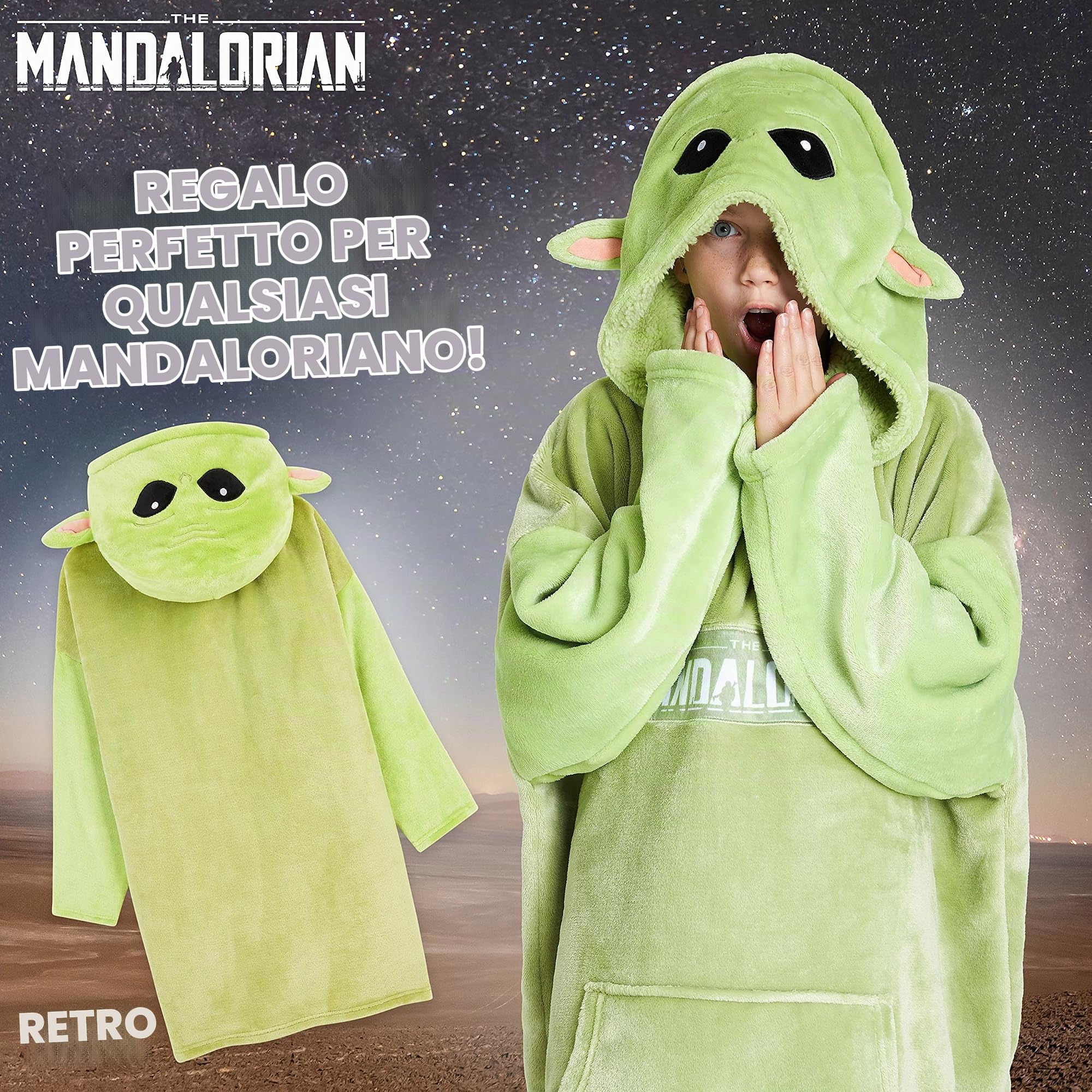 The Mandalorian Felpe con Cappuccio per Ragazzi Felpa Coperta di Pile Oversized di Baby Yoda