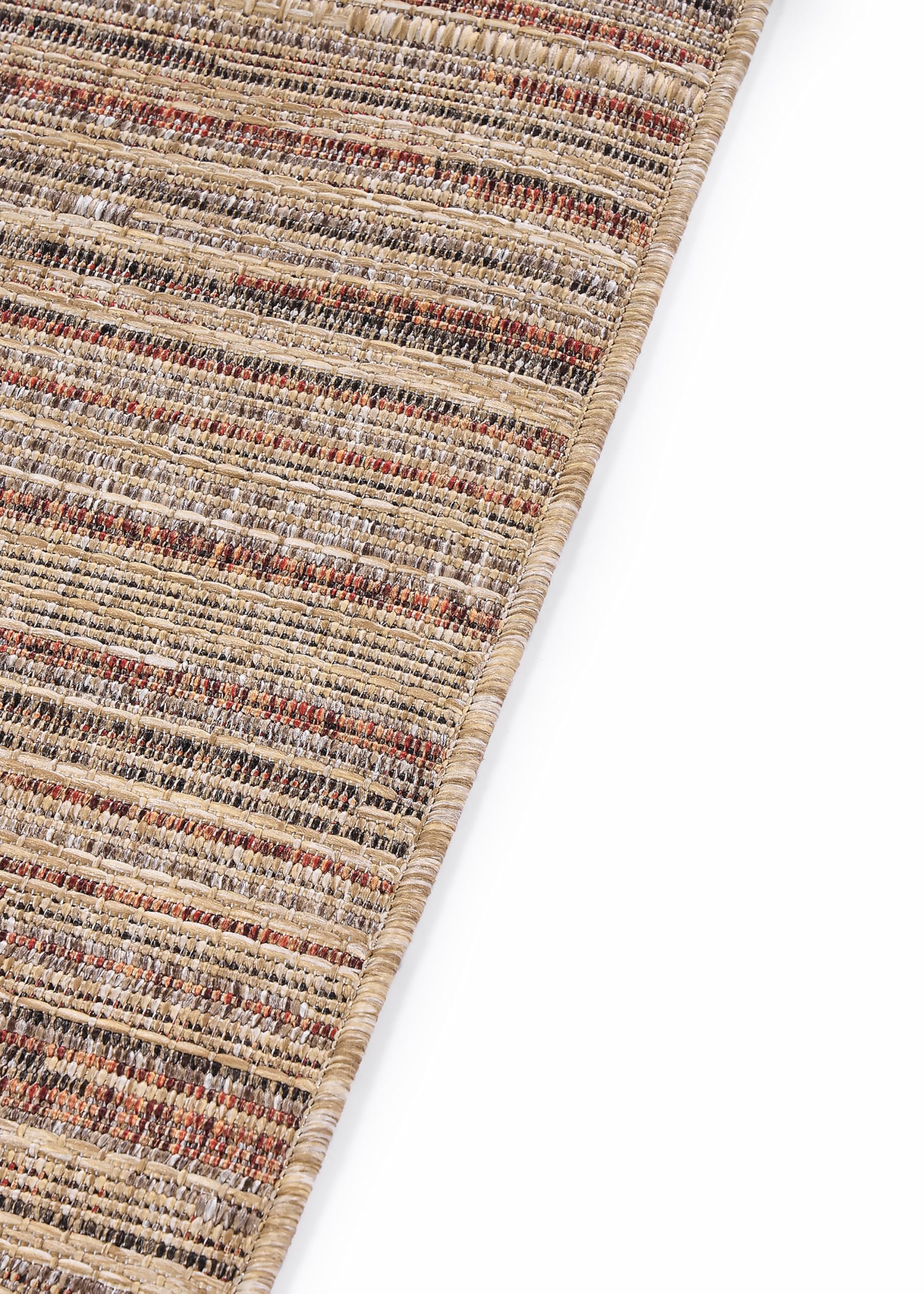 TAPISO Yucana Tapis Robuste Résistant aux Rayons UV Imperméable Tapis pour Intérieur et Extérieur Balcon Terrasse Jardin Marron Beige Boho Ethnique à Rayures Mélangé Moderne 200 x 300 cm