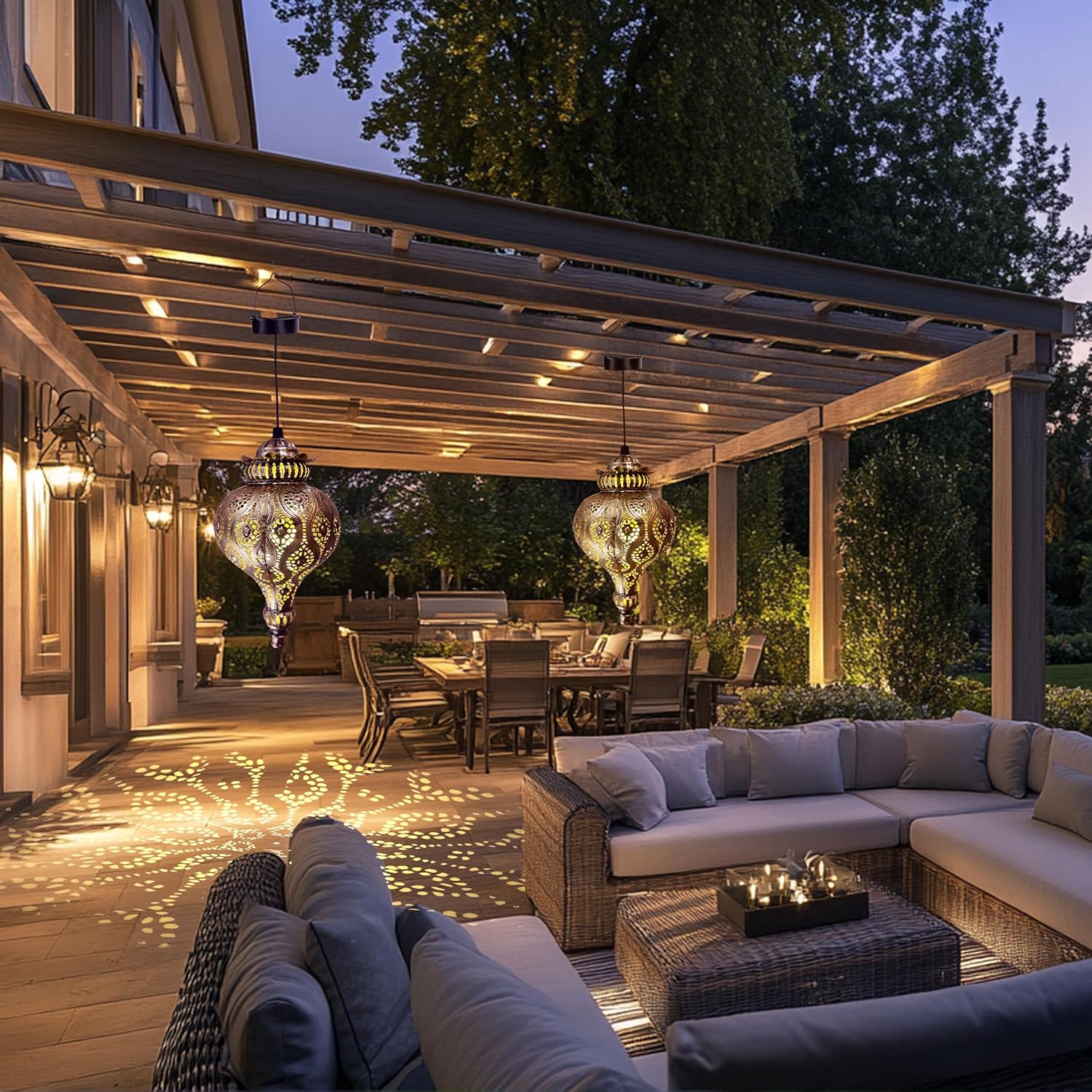 Solar Moroccan Lantern Outdoor Garden Decor(2 Pack) Solar Lanterns Outdoor Waterproof, Lanterns Decorative Outdoor Lights for Patio Pathway Yard Porch Backyard. - Image 7