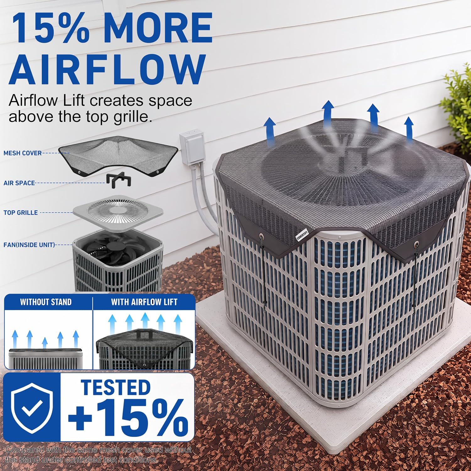Airflow Lift Central Air Conditioner Cover for Outside 40x40 Mesh image 2