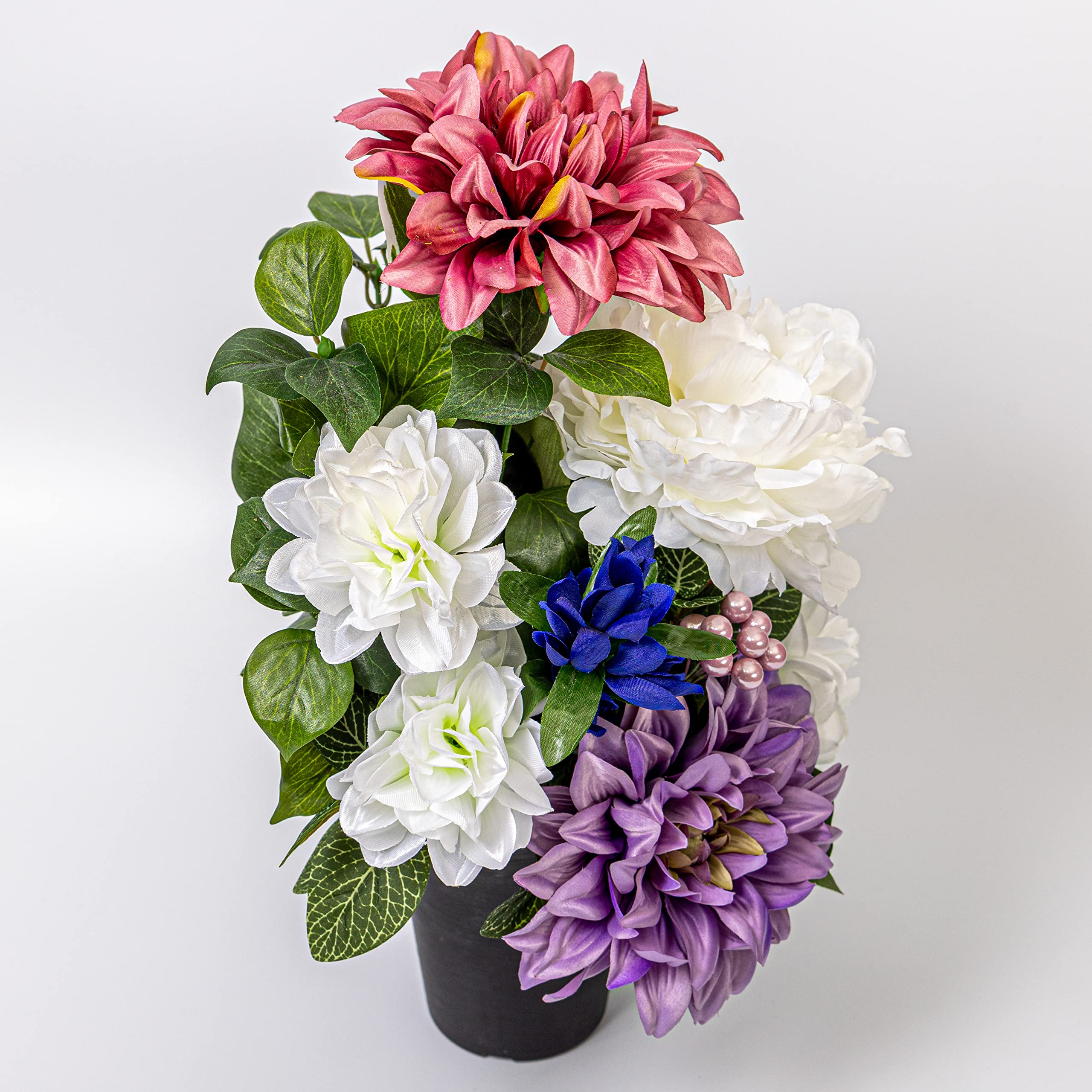Amazon｜ダリア ピオニー リンドウ アレンジ 造花 2個 花瓶付き