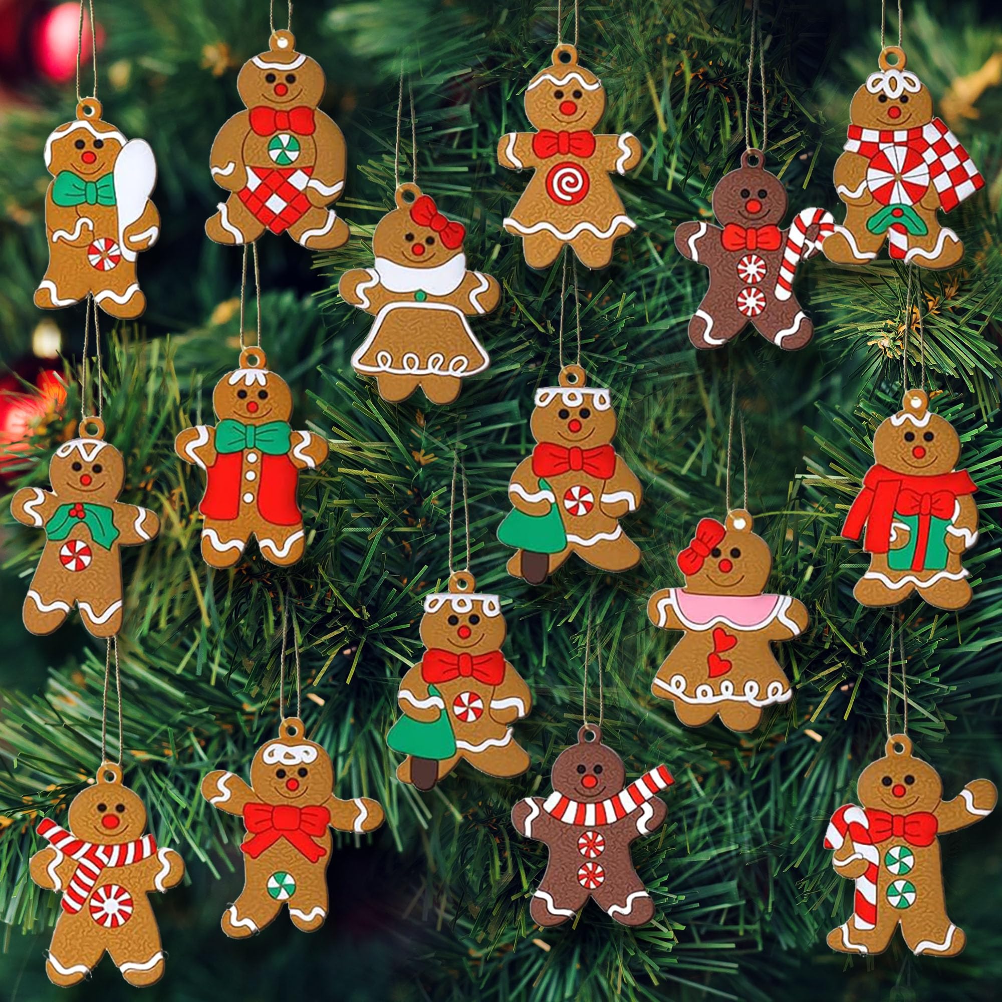Amazon.com: Skylety 48 Pieces Gingerbread Man Ornaments for Christmas ...
