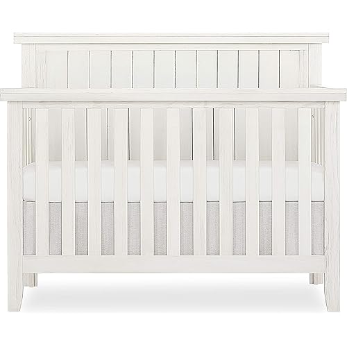 Sweetpea Baby Red Wood 4-in-1 Convertible Crib in Weathered White, Greenguard Gold Certified , 58x30x47 Inch (Pack of 1)