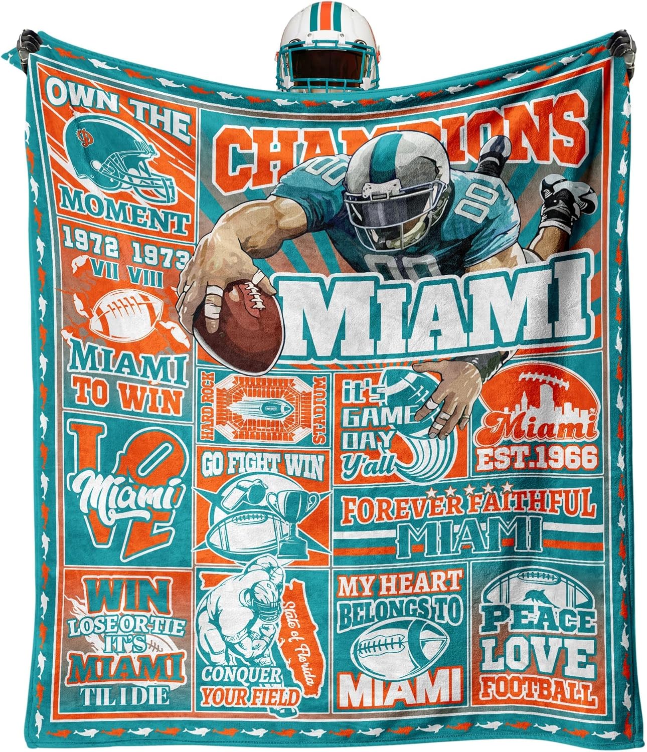 Football Fans Gifts for Miami, Blanket for Miami, Stuff for Miami, Flannel Blanket, Blankets and Throws 60"x50"