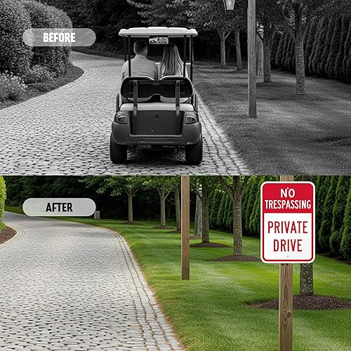 Miniatura 7 de SmartSign Señal de unidad privada No Trespassing - Paquete de 2, 18 x 12 pulgadas, compuesto de aluminio de 0.079 pulgadas, agujeros preperforados,